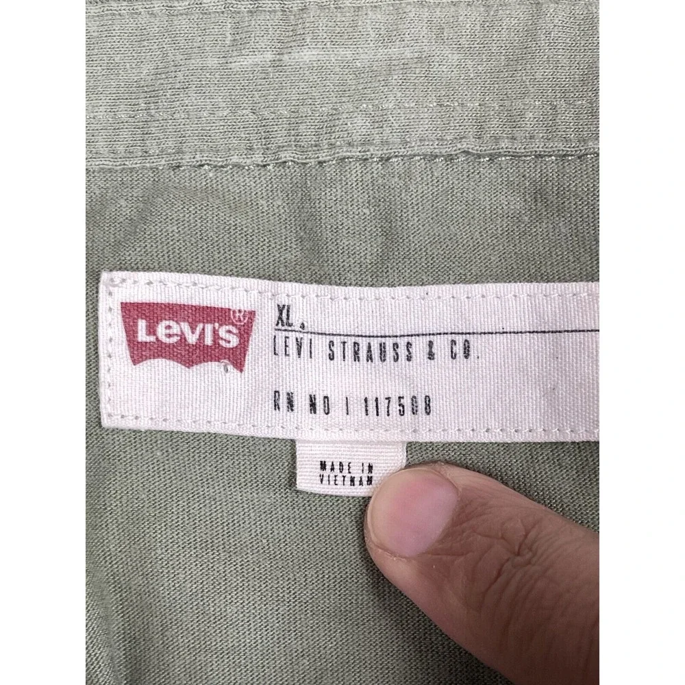 Levi's Polo Shirt Mens XL Green Short Sleeve Pocket‎ Regular Fit Collared Cotton